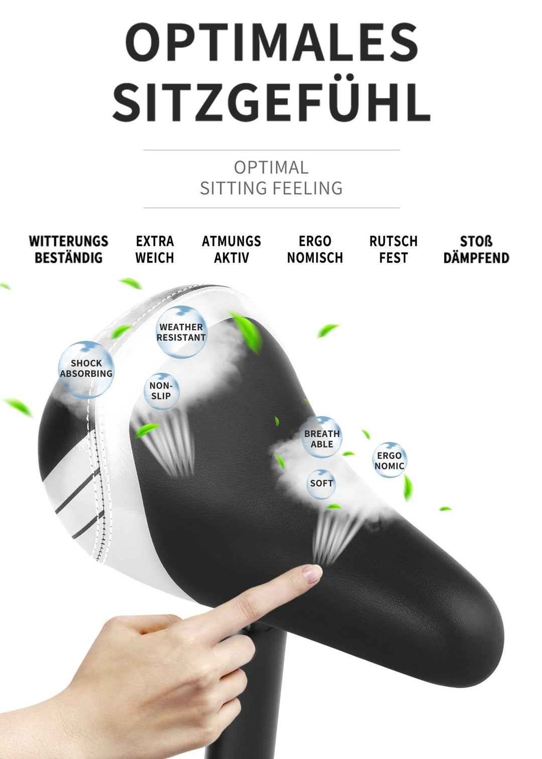 Sattel inkl. Stütze für 10 - 12 Zoll Laufräder & Kinderräder 25.4 mm in Weiß – Fahrradsättel von prometheus - bikes | prometheus - bikes