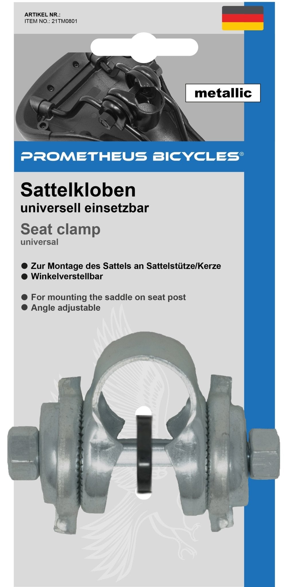 Sattelkloben 22 mm universal Metallic – Fahrradsättel von prometheus - bikes | prometheus - bikes