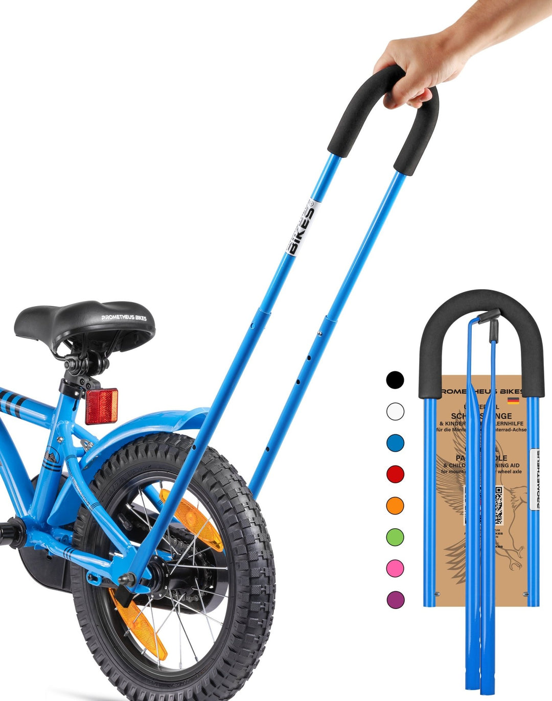 Schub - Haltestange Kinder - Achsmontage - Blau – Schubstange von prometheus - bikes | prometheus - bikes
