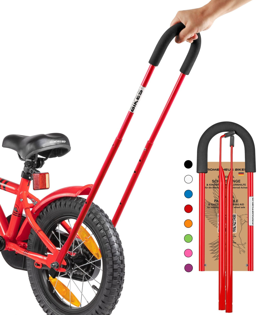 Schub - Haltestange Kinder - Achsmontage - Rot – Schubstange von prometheus - bikes | prometheus - bikes