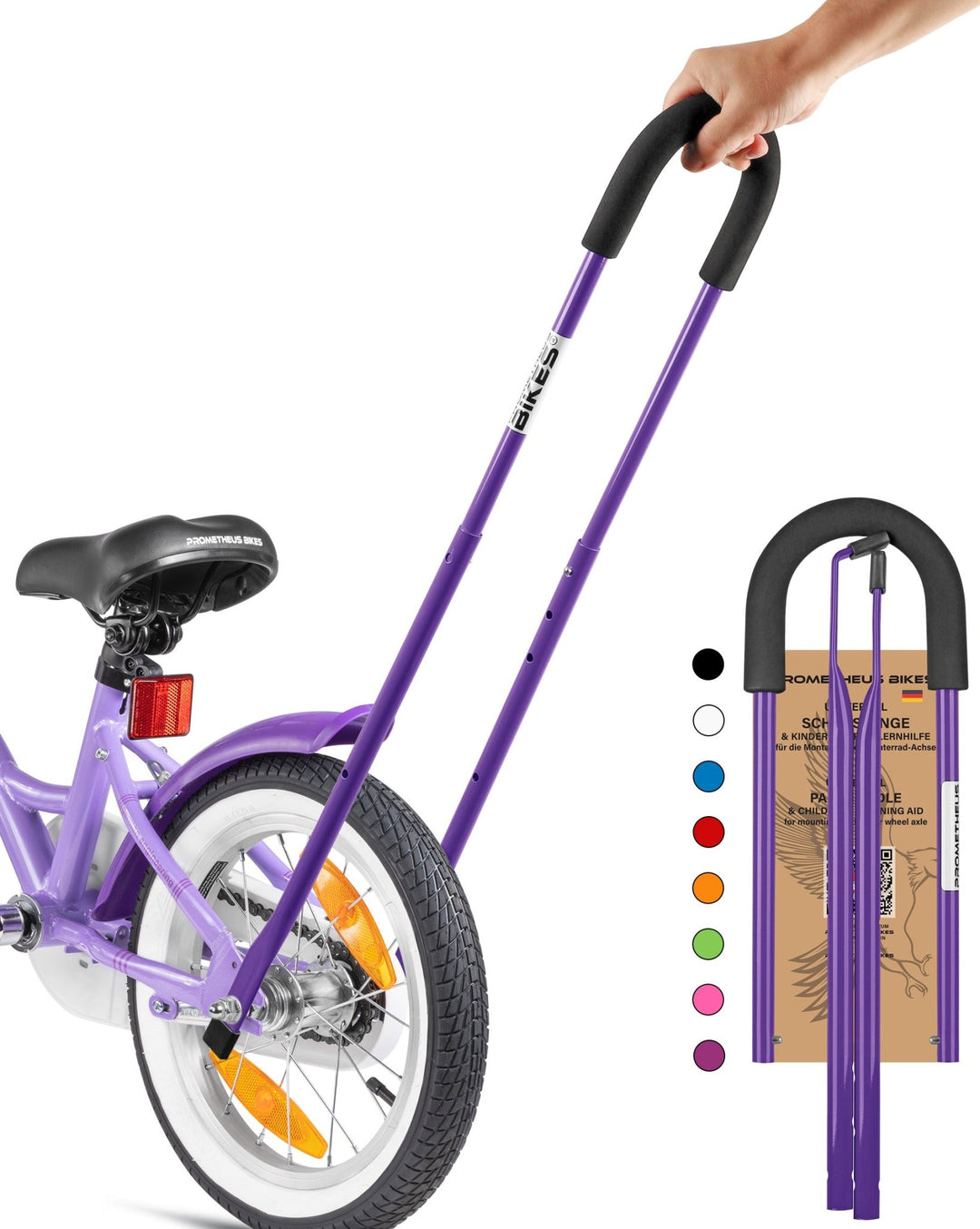 Schub - Haltestange Kinder - Achsmontage - Violett – Schubstange von prometheus - bikes | prometheus - bikes