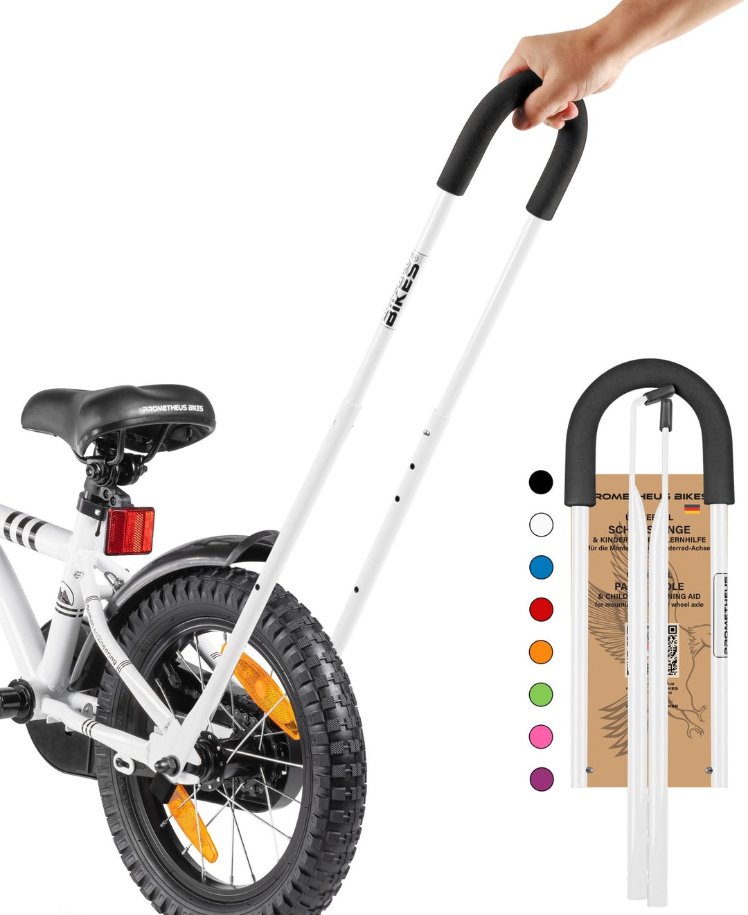 Schub - Haltestange Kinder - Achsmontage - Weiß – Schubstange von prometheus - bikes | prometheus - bikes