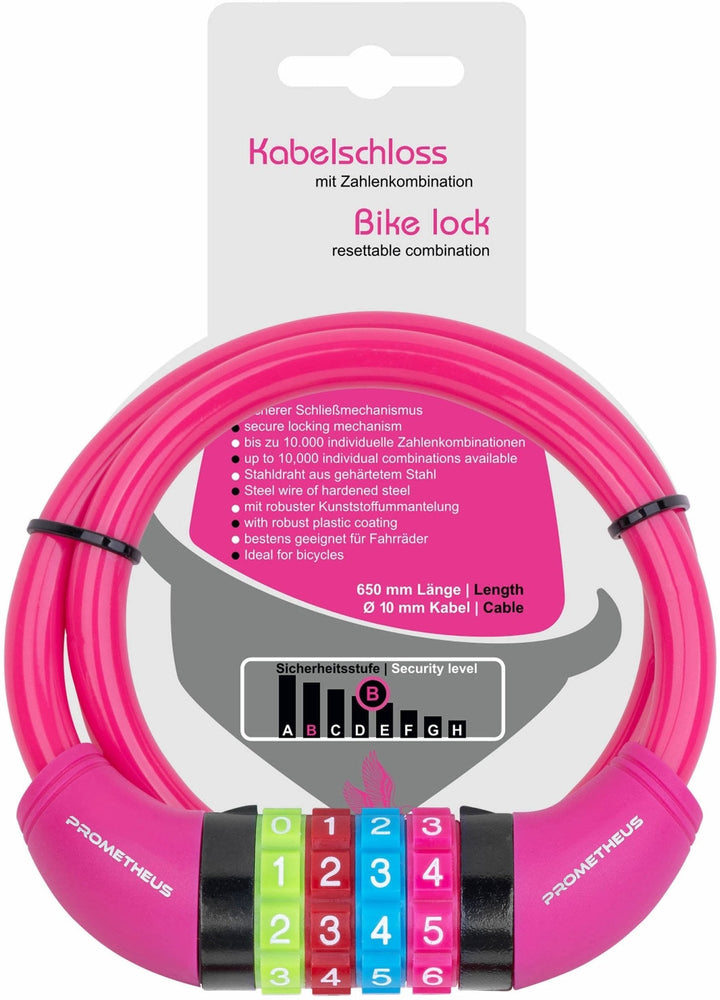 Kinder-Fahrradschloss – nicht transparent, 65 cm – Rosa